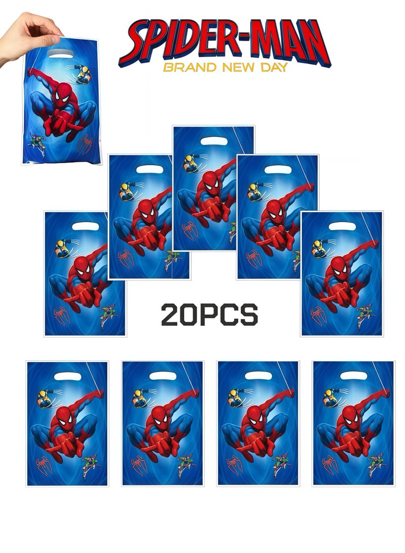 SPIDERMAN 20PCS Blue Spider-Man Birthday Party Supplies Cartoon Candy Bag Tote Bag Kids Gift Bag Adult Birthday Party Decorations - Image 1