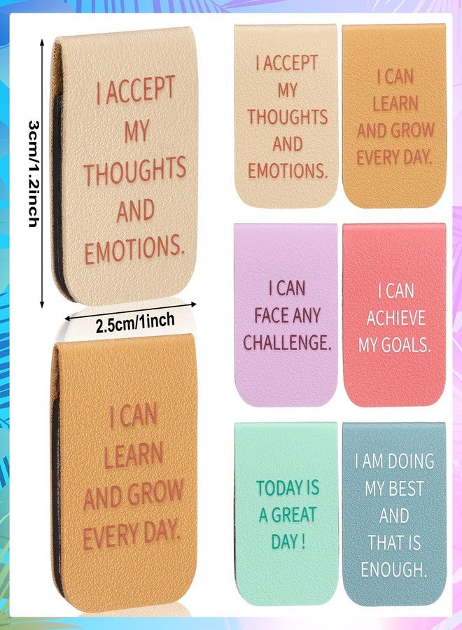 Faccito 6 Pieces Back to School Magnetic Leather Bookmark Inspirational Motivational Bookmark Encouraging Page Clip for Affirmations for Book Lovers Positive Gift School Office Supplies - Image 3