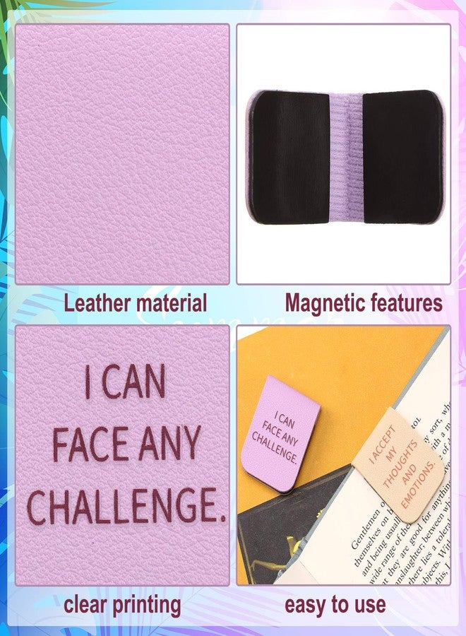 Faccito 6 Pieces Back to School Magnetic Leather Bookmark Inspirational Motivational Bookmark Encouraging Page Clip for Affirmations for Book Lovers Positive Gift School Office Supplies - Image 2