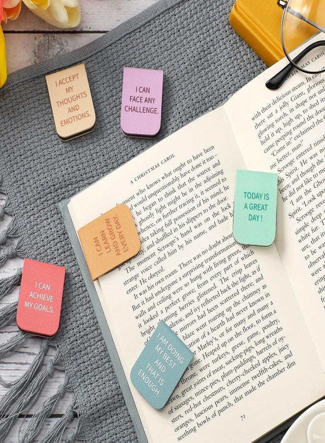 Faccito 6 Pieces Back to School Magnetic Leather Bookmark Inspirational Motivational Bookmark Encouraging Page Clip for Affirmations for Book Lovers Positive Gift School Office Supplies - Image 5