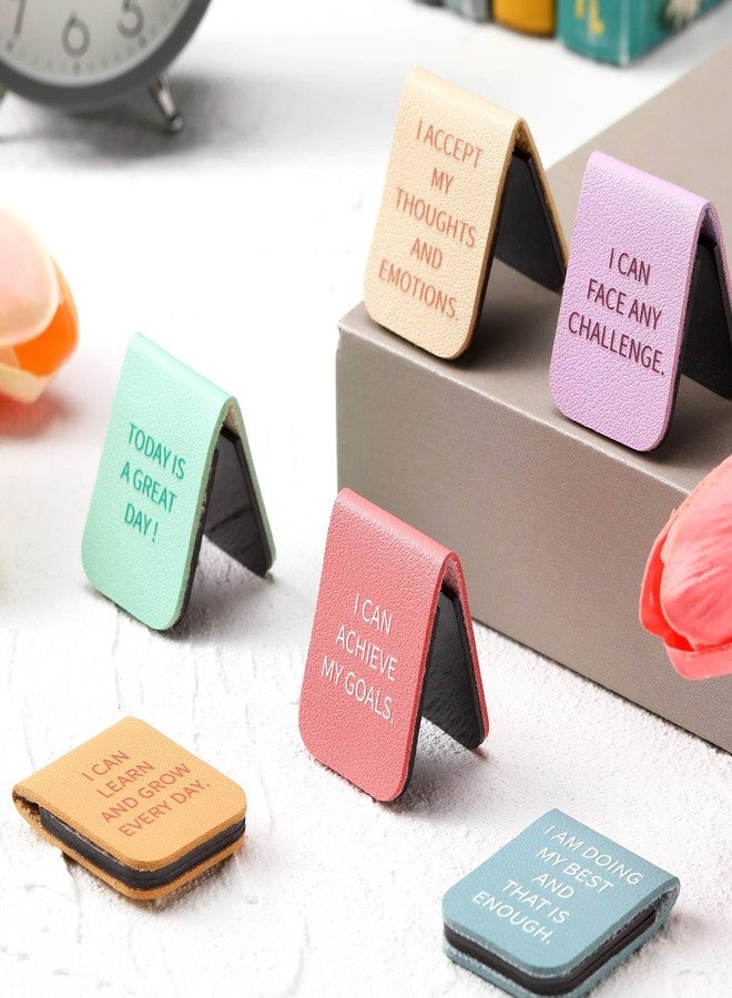 Faccito 6 Pieces Back to School Magnetic Leather Bookmark Inspirational Motivational Bookmark Encouraging Page Clip for Affirmations for Book Lovers Positive Gift School Office Supplies - Image 4