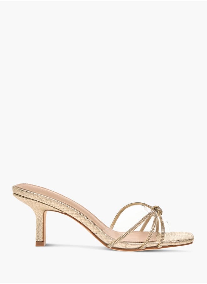 Flora Bella By Shoexpress Women Embellished Slip-On Sandals with Flared Heels  - Image 3