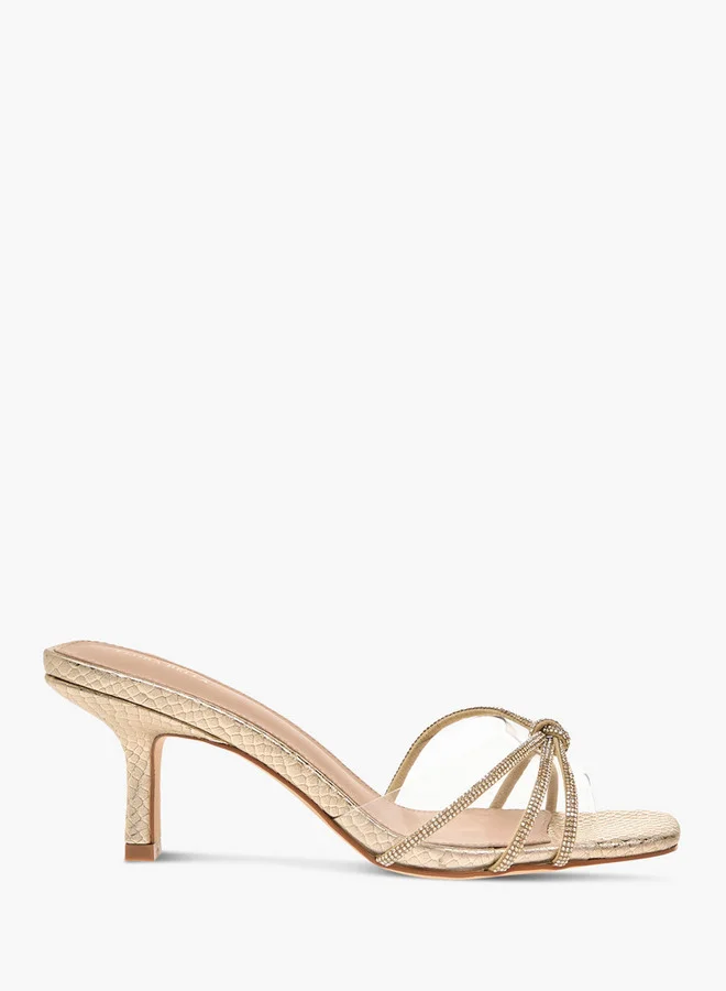 Flora Bella By Shoexpress Flora Bella Embellished Slip-On Sandals With Flared Heels