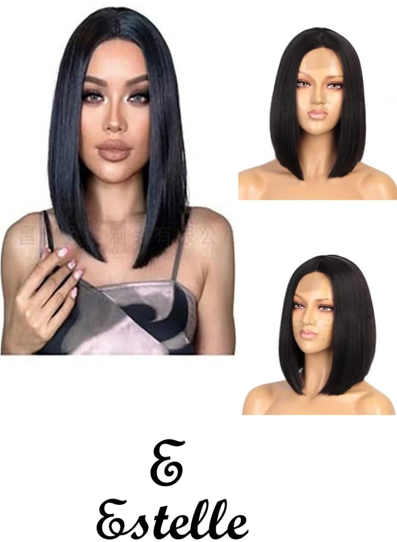 إستيل شعر مستعار صغير بدانتيل أمامي للنساء طويل (أسود مستقيم) - Image 1