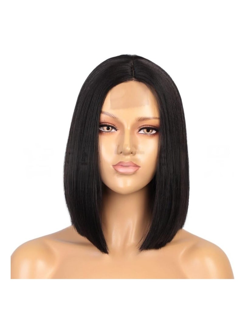 إستيل شعر مستعار صغير بدانتيل أمامي للنساء طويل (أسود مستقيم) - Image 2