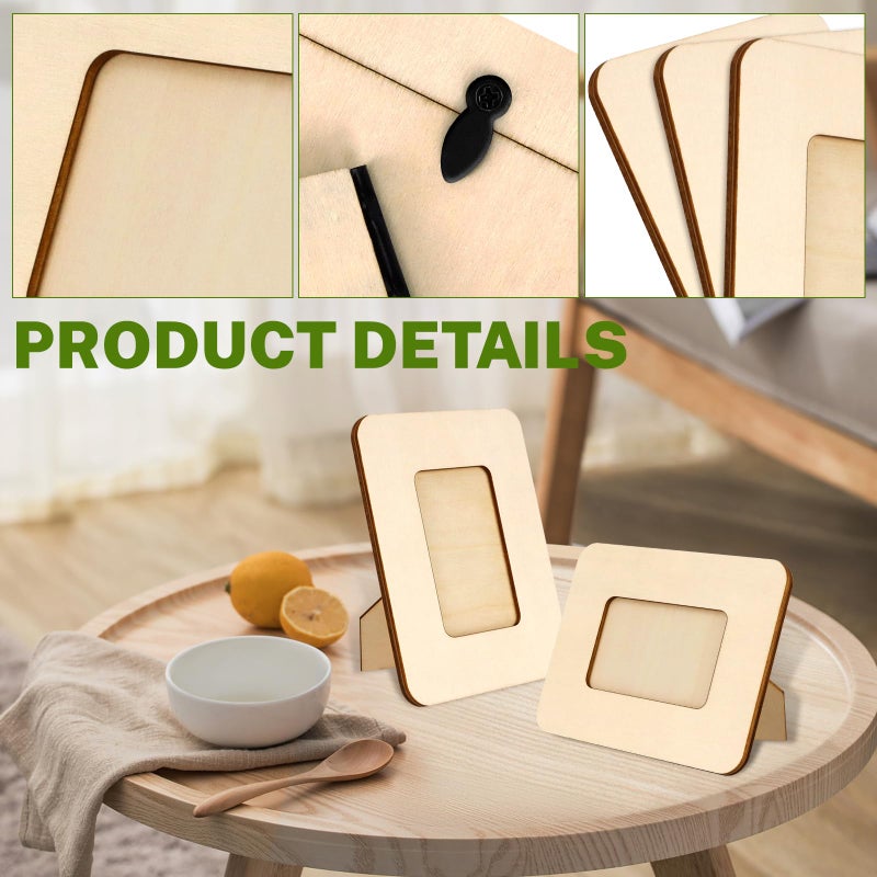 VOKOY 20 Pack Small Wooden Picture Frames for Crafts, 2" x 3" Photos DIY Wood Picture Frame Mini Unfinished Standing Photo Frames Crafts Wood Decorate for Mother's Day Wedding Party Gifts - Image 3