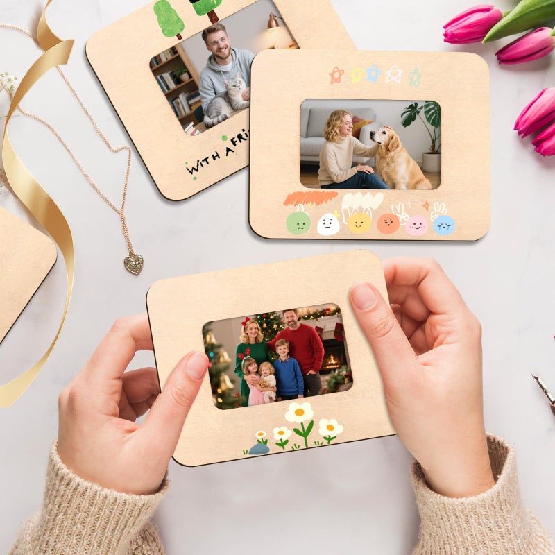 VOKOY 20 Pack Small Wooden Picture Frames for Crafts, 2" x 3" Photos DIY Wood Picture Frame Mini Unfinished Standing Photo Frames Crafts Wood Decorate for Mother's Day Wedding Party Gifts - Image 5