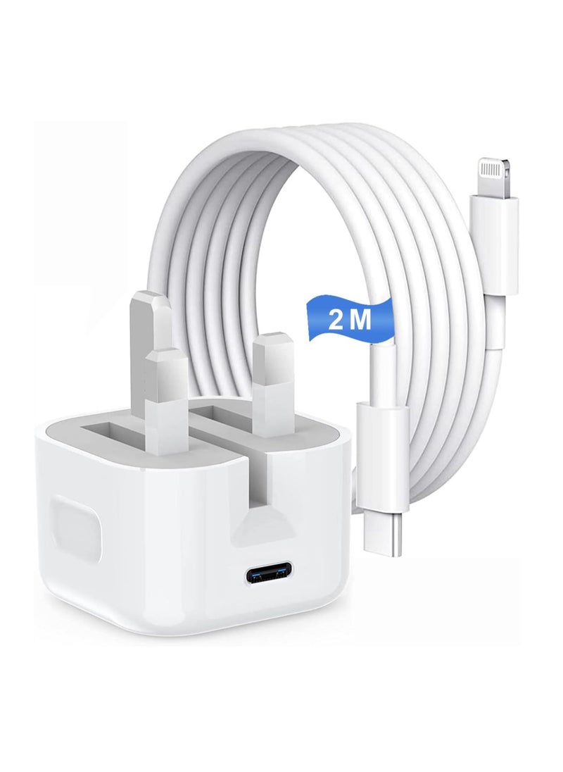 Generic - iPhone Fast Charger Plug and Cable, [MFi Certified] 20W PD USB-C Power Adapter Type C Plug with 2M USB-C Cable for iPhone 14/14 Plus/14 Pro Max/13/12/11/XS/XR/XS/8,iPad,AirPods - Image 1