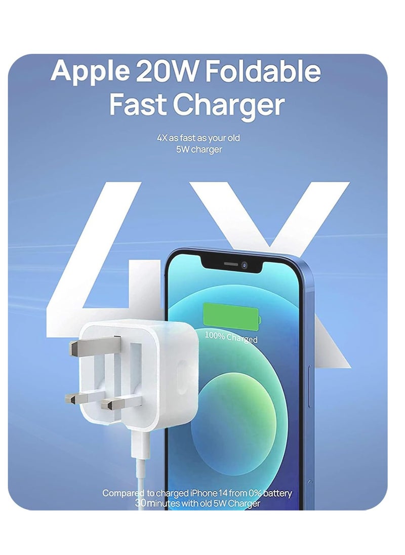 Generic - iPhone Fast Charger Plug and Cable, [MFi Certified] 20W PD USB-C Power Adapter Type C Plug with 2M USB-C Cable for iPhone 14/14 Plus/14 Pro Max/13/12/11/XS/XR/XS/8,iPad,AirPods - Image 1