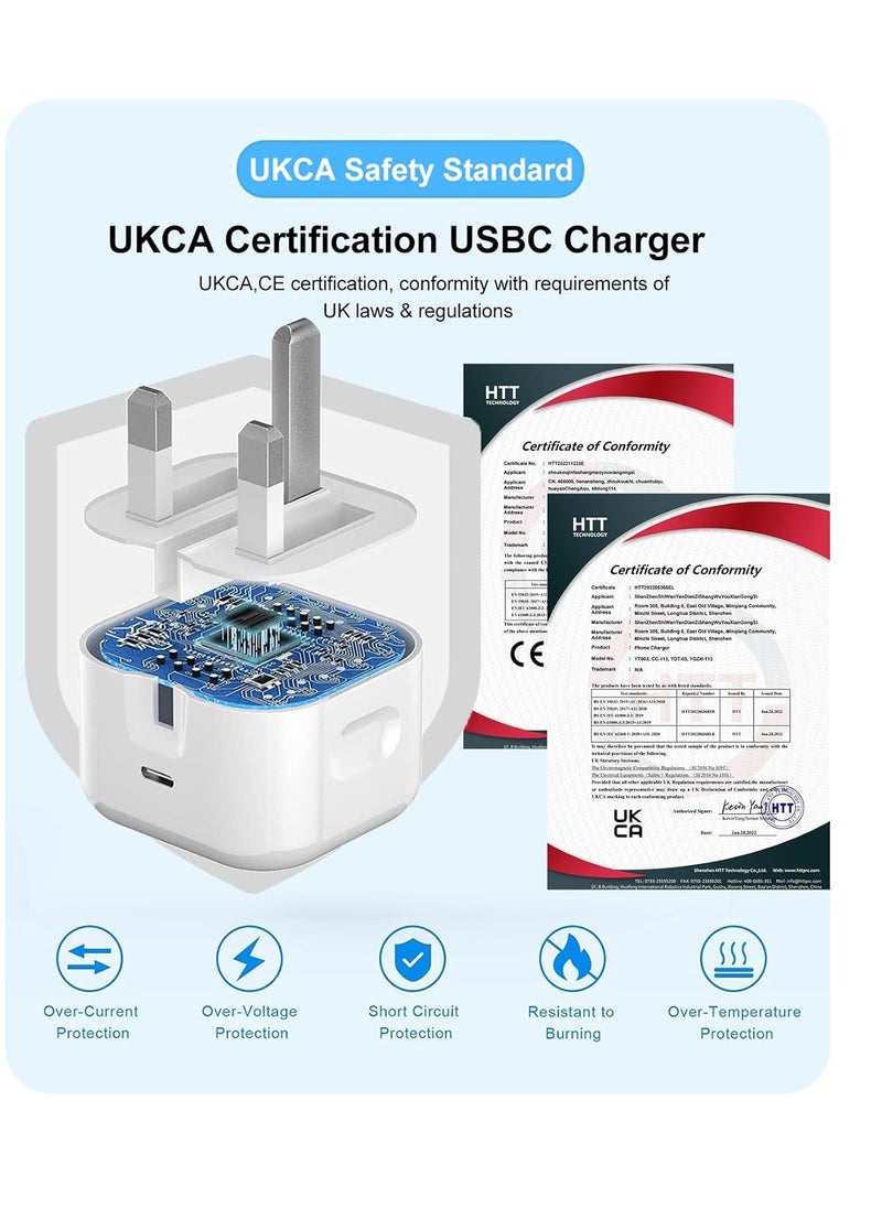 Generic - iPhone Fast Charger Plug and Cable, [MFi Certified] 20W PD USB-C Power Adapter Type C Plug with 2M USB-C Cable for iPhone 14/14 Plus/14 Pro Max/13/12/11/XS/XR/XS/8,iPad,AirPods - Image 1
