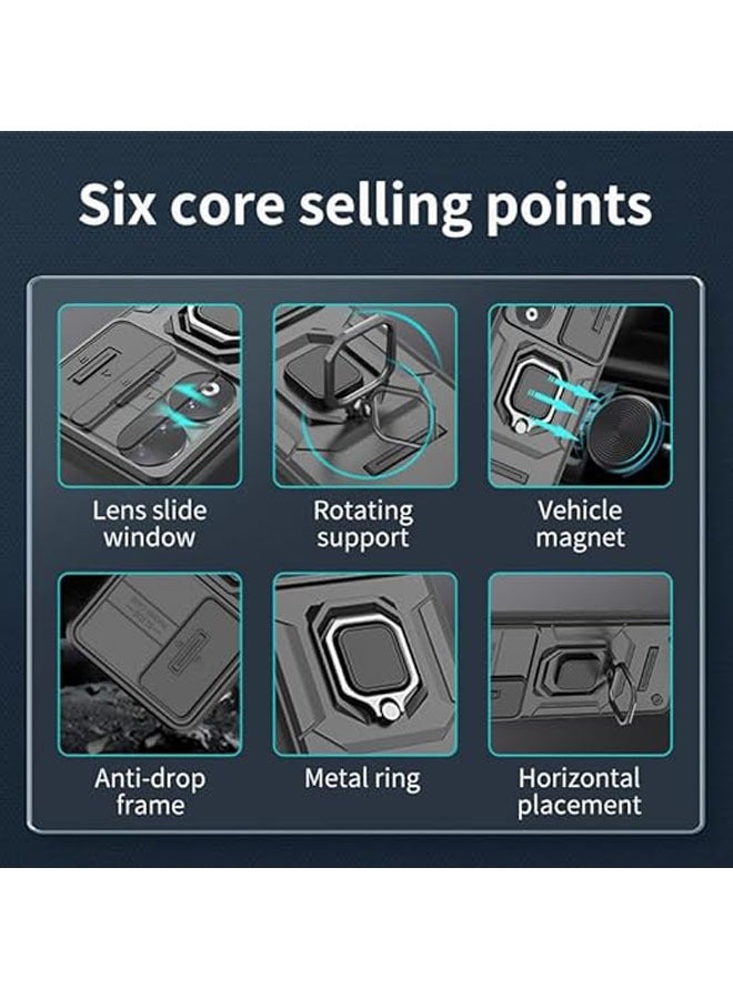general Xiaomi Redmi 13C / Xiaomi Poco C65 Sliding Camera Case with Screen Protector 【2 Pieces】, 360 Ring Bracket Shock Heavy Protective Armor Case - Image 5