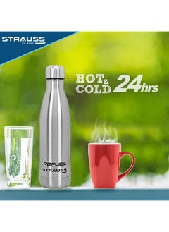 STRAUSS Refuel Steel Water Bottle | Leak Proof & Rust Free | Ideal For Office, Gym, Sports, Kitchen, Hiking, Trekking & Travel | Vacuum Insulated,(Silver)  - Image 3