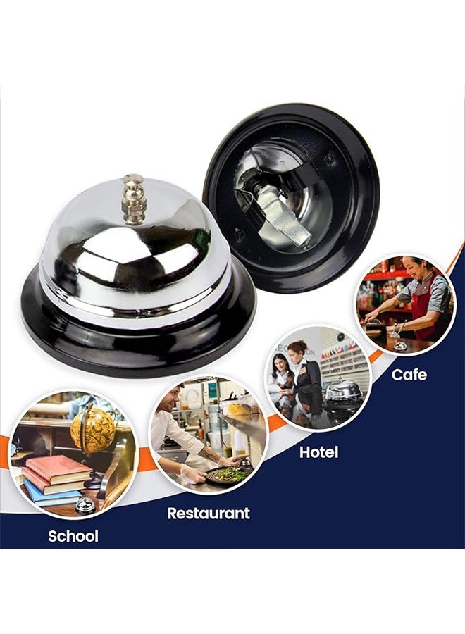 جرس استدعاء واحد، جرس خدمة معدني من الفولاذ المقاوم للصدأ، رنين عالٍ وواضح لكبار السن، مناسب لاستقبال الفنادق والمطاعم والمطابخ والمتاجر والمدارس، فضي اللون - Image 3