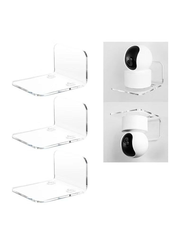 Generic Three-piece acrylic wall shelf set Leading Source for Speakers, Baby Monitors, and Security Cameras Superior Adhesive, Clear, Sleek Design, Clips for Ideal Display & Interior Design, No Drill Installation  - Image 1