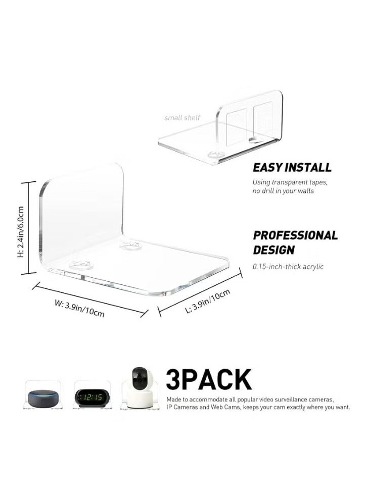 Generic Three-piece acrylic wall shelf set Leading Source for Speakers, Baby Monitors, and Security Cameras Superior Adhesive, Clear, Sleek Design, Clips for Ideal Display & Interior Design, No Drill Installation  - Image 4