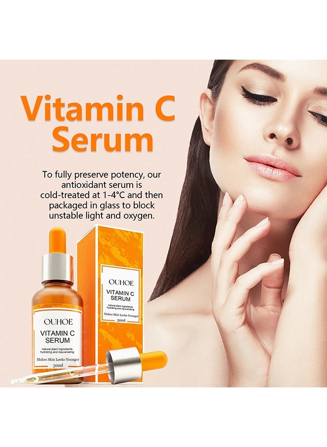 OUHOE Vitamin C  Serum 30ml - Dark Spot Correcting Facial Serum, Vit C Serum with Hyaluronic Acid, Ferulic Acid, & Vit E - Anti Aging and Skin Brightening Serum, Pure Vitamin C Serum Skin Care - Image 2