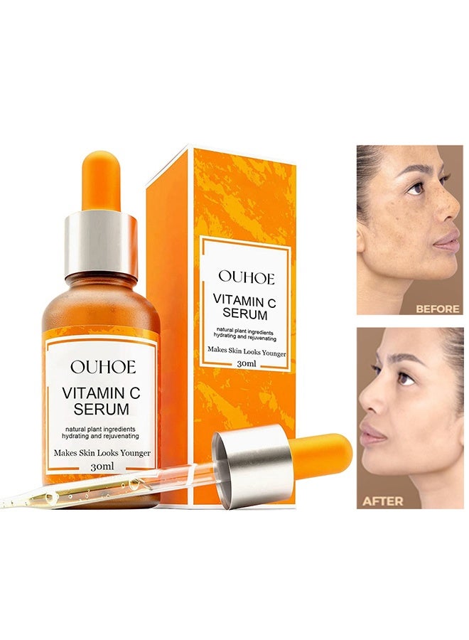 OUHOE Vitamin C  Serum 30ml - Dark Spot Correcting Facial Serum, Vit C Serum with Hyaluronic Acid, Ferulic Acid, & Vit E - Anti Aging and Skin Brightening Serum, Pure Vitamin C Serum Skin Care - Image 1