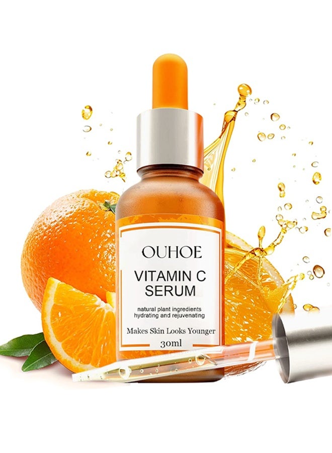أوهو سيروم فيتامين سي 30 مل - مصل الوجه لتصحيح البقع الداكنة ، مصل فيتامين سي مع حمض الهيالورونيك وحمض الفيروليك ، وفيت إي - مصل مضاد للشيخوخة وتفتيح البشرة ، مصل فيتامين سي نقي للعناية بالبشرة - Image 1