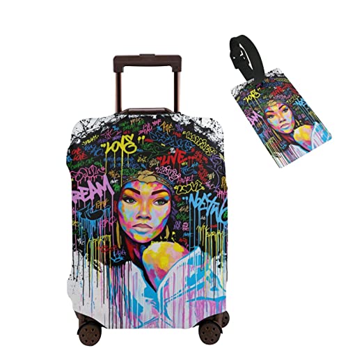 Nelife Travel Suitcase Protector African Woman American Girl Elastic Protective Washable Luggage Cover With Concealed Zipper Suitable For 1832 Inch MA Little Large - Image 1