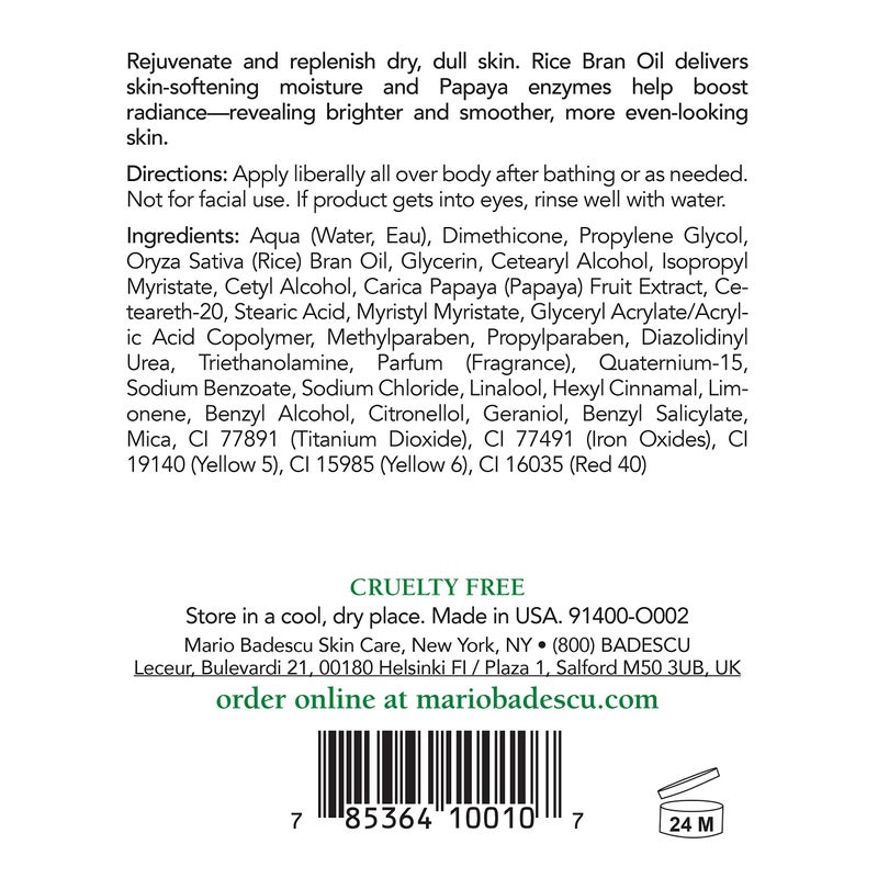 Mario Badescu Papaya Body Lotion for Women and Men, Rejuvenating and Skin Softening Body Moisturizer with Glycerin - Ideal for All Skin Types, 16 Fl Oz - Image 2