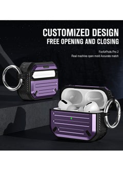 Generic Hard Shell Shockproof Case TPU Protective Case Compatible with Apple Airpods 3 Wireless Charging with Carabiner Front LED Visible (Purple)  - Image 3