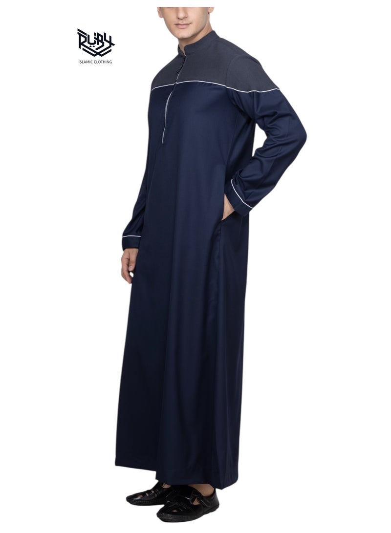 روبي للملابس الإسلامية ثوب عربي سعودي مصمم للرجال، جبة دشداشة، رداء بأكمام طويلة، فستان عباية، فستان رمضان، ملابس الشرق الأوسط - Image 2