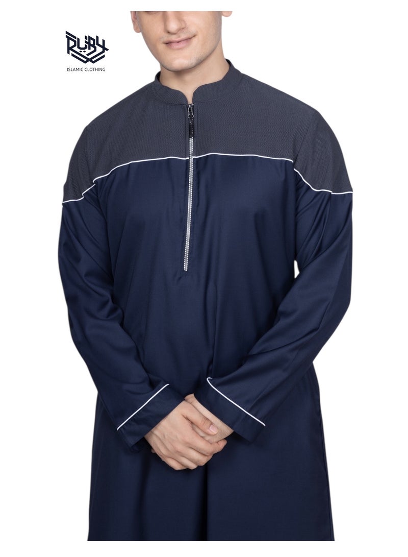 روبي للملابس الإسلامية ثوب عربي سعودي مصمم للرجال، جبة دشداشة، رداء بأكمام طويلة، فستان عباية، فستان رمضان، ملابس الشرق الأوسط - Image 3
