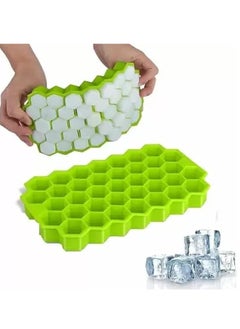 Flexible silicone honeycomb ice cube mold with multi-colored lid