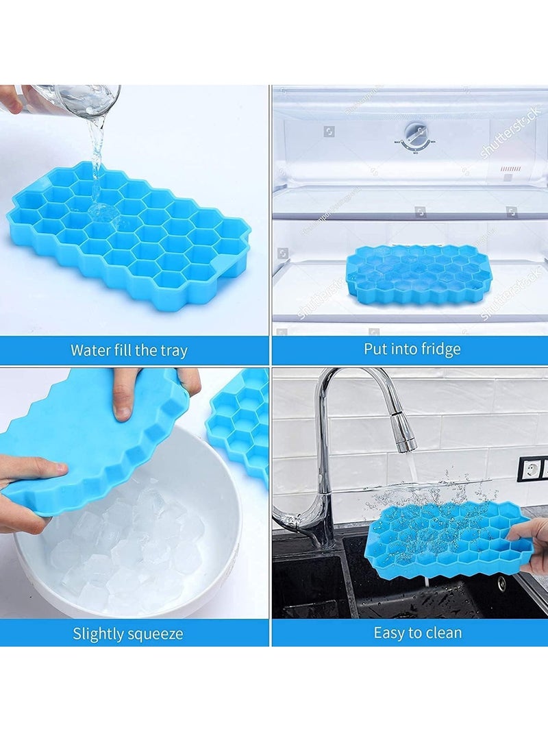 Generic - Flexible silicone honeycomb ice cube mold with multi-colored lid - Image 1