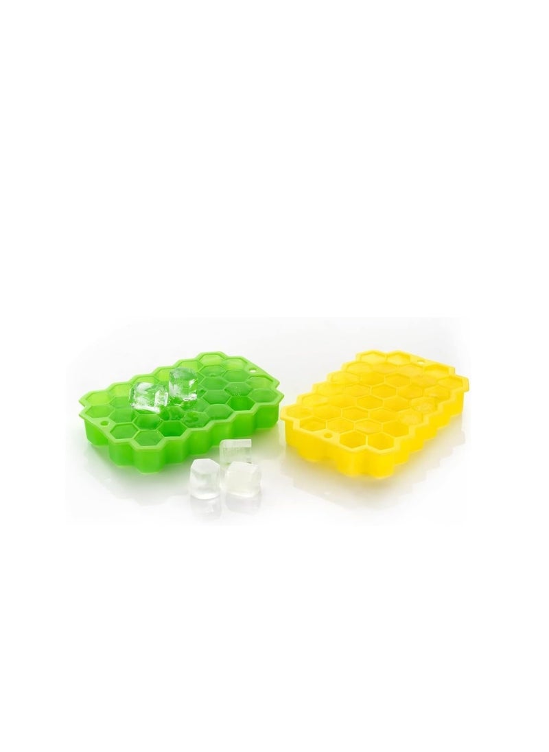 Generic - Flexible silicone honeycomb ice cube mold with multi-colored lid - Image 1