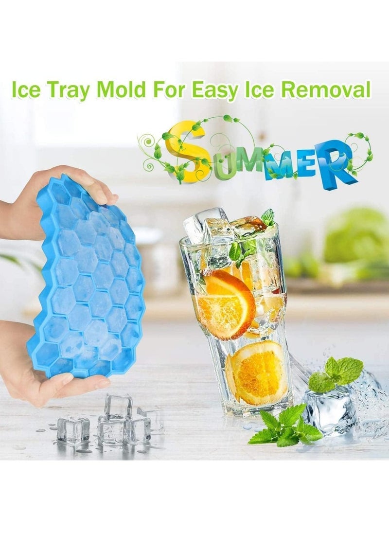 Generic - Flexible silicone honeycomb ice cube mold with multi-colored lid - Image 1