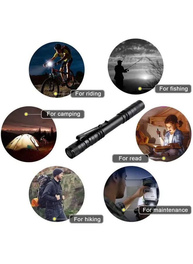 Gray Mini LED Pen Flashlight 7 Brightness 10 Hour Battery Aluminum Clip - Image 5