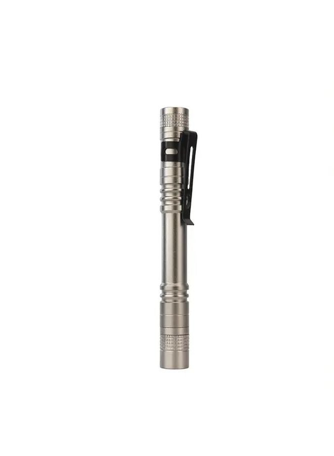 Gray Mini LED Pen Flashlight 7 Brightness 10 Hour Battery Aluminum Clip - Image 1
