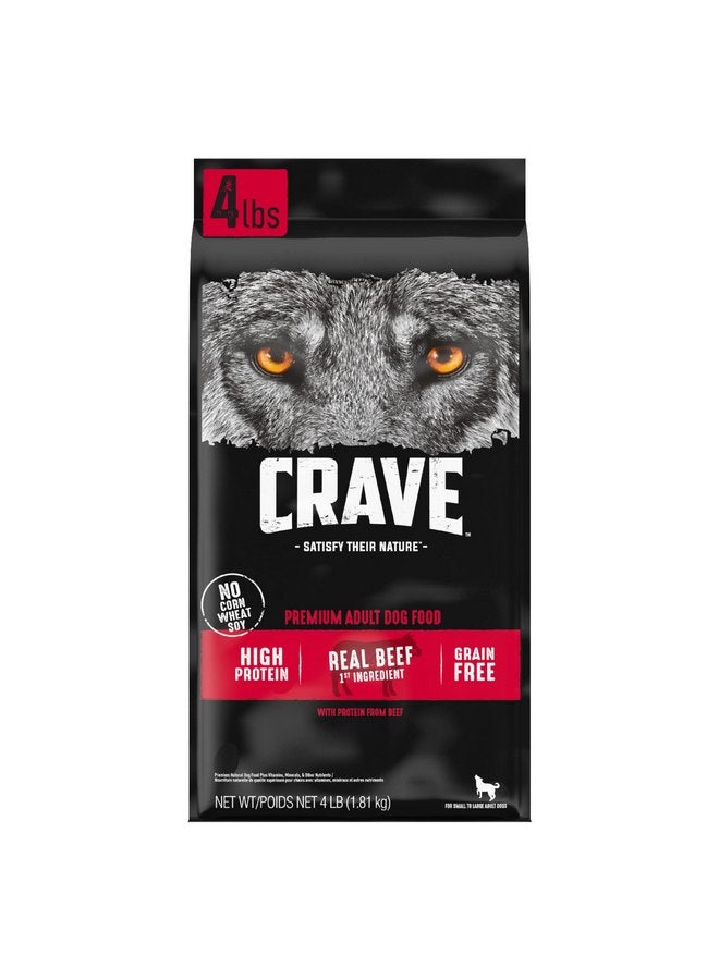 كريف طعام جاف عالي البروتين خالٍ من الحبوب من CRAVE للكلاب البالغة، لحم بقري، كيس 4 رطل - Image 1