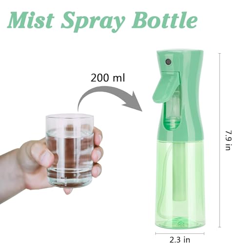 Zuhose Spray Bottle for Hair 68OZ 200ML Continuous Ultra Fine Mist Sprayer for Hair Salons Barber Plants Skin Care Cleaning 2 Pack CLEAR GREEN - Image 3