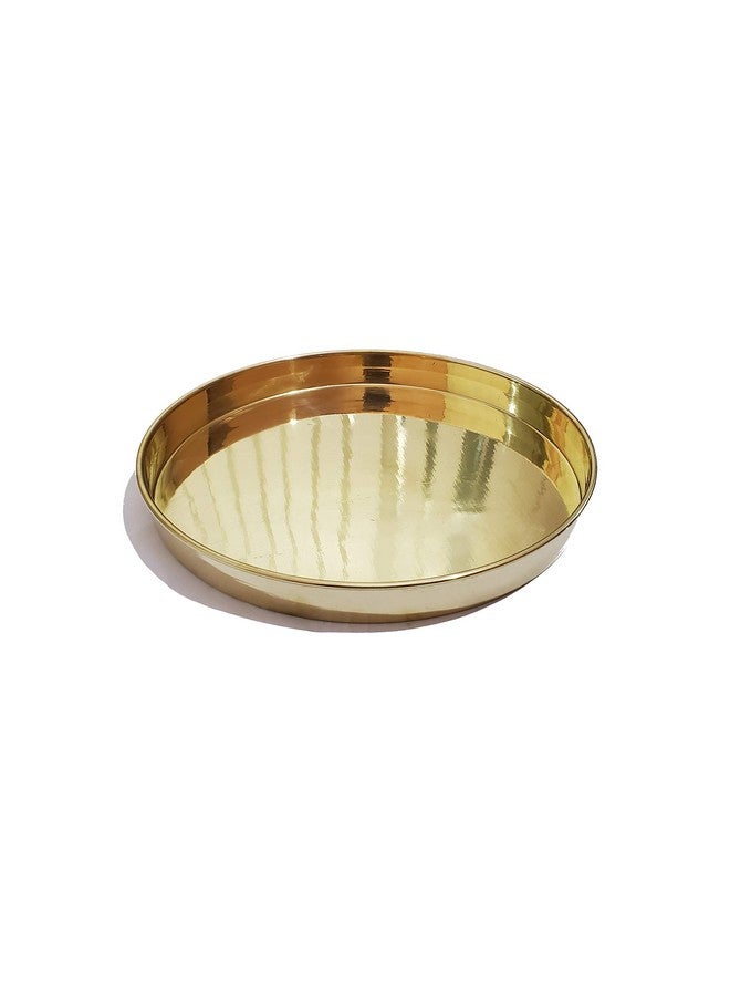 Pure Source India Pure Source India Round Brass Thali, 1 Piece, Gold - Image 1