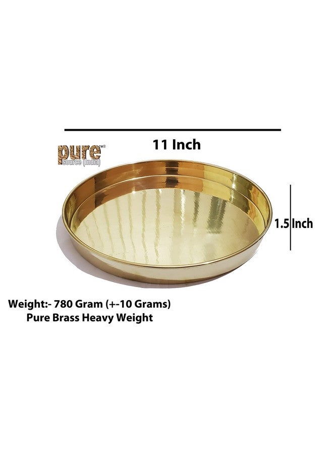 Pure Source India Pure Source India Round Brass Thali, 1 Piece, Gold - Image 2
