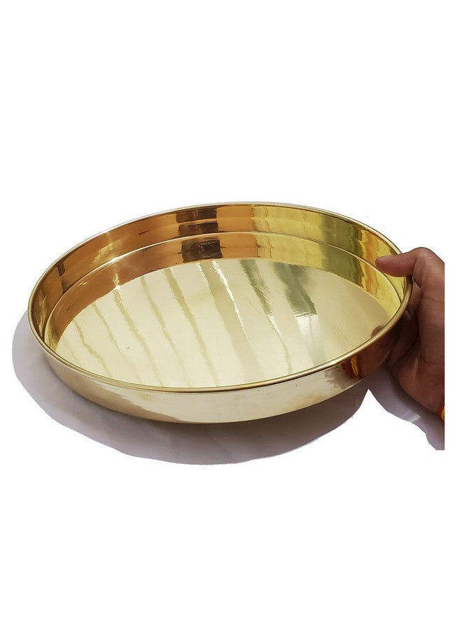 Pure Source India Pure Source India Round Brass Thali, 1 Piece, Gold - Image 3