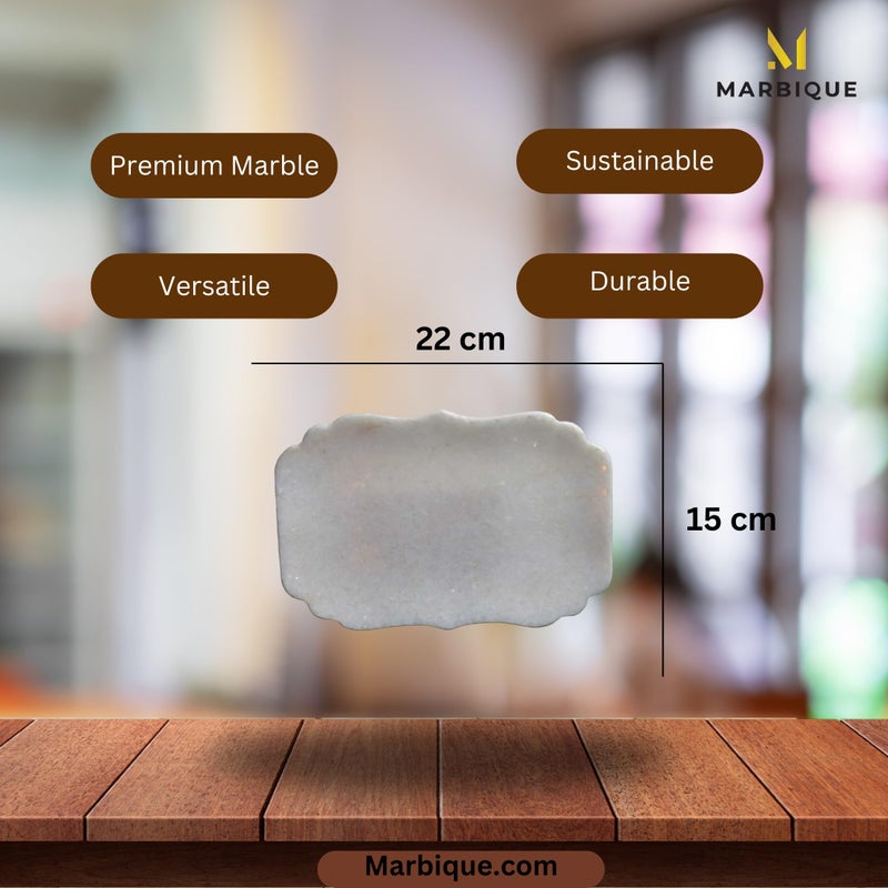 MARBIQUE Premium White Marble Tray Platter Serving Board 22 * 15 cm - Image 4