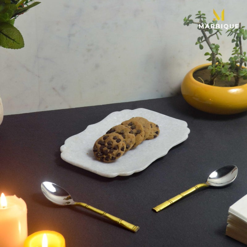 MARBIQUE Premium White Marble Tray Platter Serving Board 22 * 15 cm - Image 3