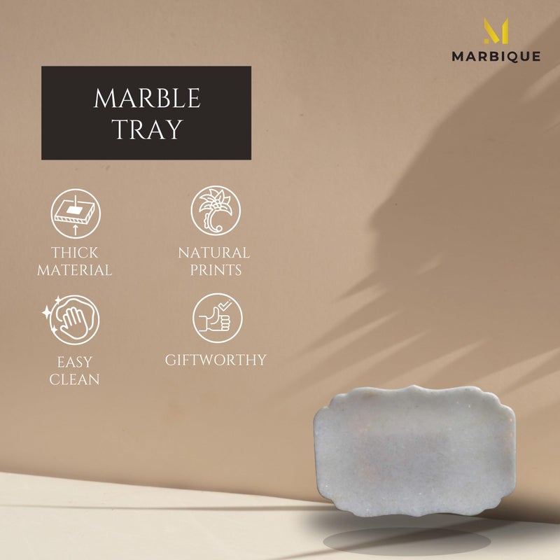 MARBIQUE Premium White Marble Tray Platter Serving Board 22 * 15 cm - Image 5