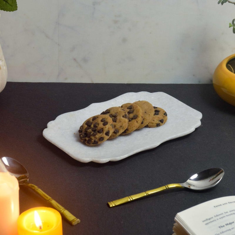 MARBIQUE Premium White Marble Tray Platter Serving Board 22 * 15 cm - Image 1
