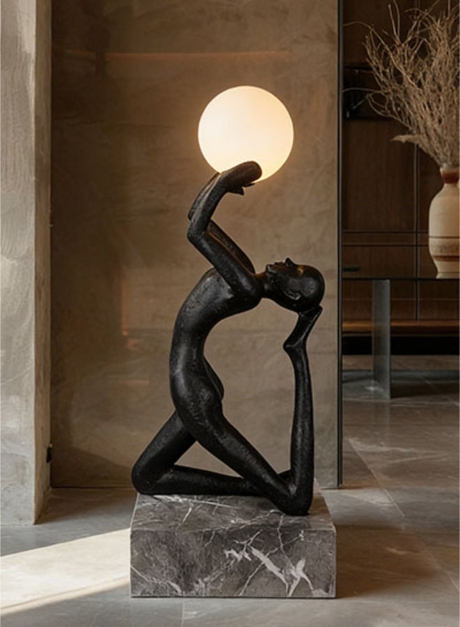 Floor Lamp Abstract Human Sculpture Floor Lamp "Light of Life", LED Spherical Warm Light, Waterproof Fiberglass Art Decor, Indoor & Outdoor Standing Lamp for Living Room, Hotel, Garden, Mall & Exhibition Hall - Image 1