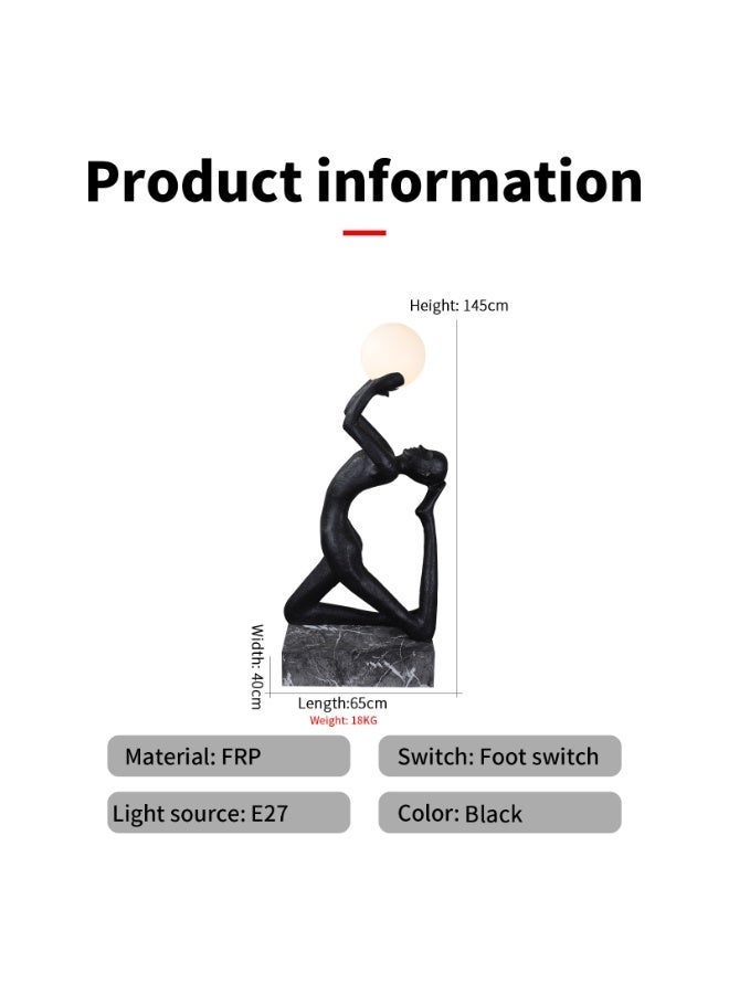 Floor Lamp Abstract Human Sculpture Floor Lamp "Light of Life", LED Spherical Warm Light, Waterproof Fiberglass Art Decor, Indoor & Outdoor Standing Lamp for Living Room, Hotel, Garden, Mall & Exhibition Hall - Image 2