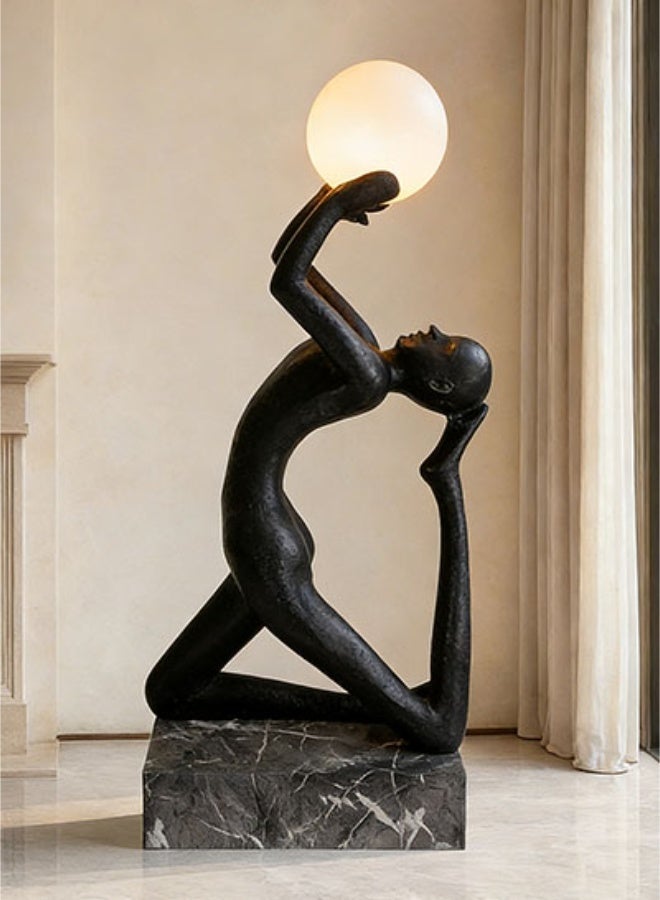 Floor Lamp Abstract Human Sculpture Floor Lamp "Light of Life", LED Spherical Warm Light, Waterproof Fiberglass Art Decor, Indoor & Outdoor Standing Lamp for Living Room, Hotel, Garden, Mall & Exhibition Hall - Image 3