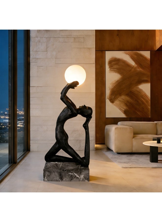 Floor Lamp Abstract Human Sculpture Floor Lamp "Light of Life", LED Spherical Warm Light, Waterproof Fiberglass Art Decor, Indoor & Outdoor Standing Lamp for Living Room, Hotel, Garden, Mall & Exhibition Hall - Image 4