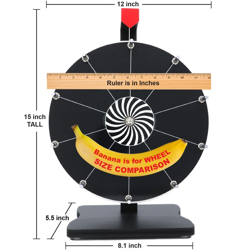 Whirl of Fun Whirl of Fun 12 inch Black Prize Wheel - Spinning Wheel for Prizes with Stand, 10 Slots, Customize Erasable Dry Erase Surface, Portable, Tools Included, Made in USA  - Image 5