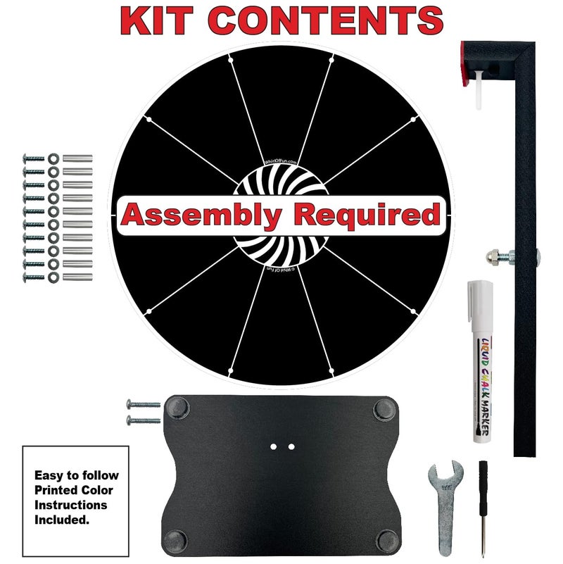 Whirl of Fun Whirl of Fun 12 inch Black Prize Wheel - Spinning Wheel for Prizes with Stand, 10 Slots, Customize Erasable Dry Erase Surface, Portable, Tools Included, Made in USA  - Image 4