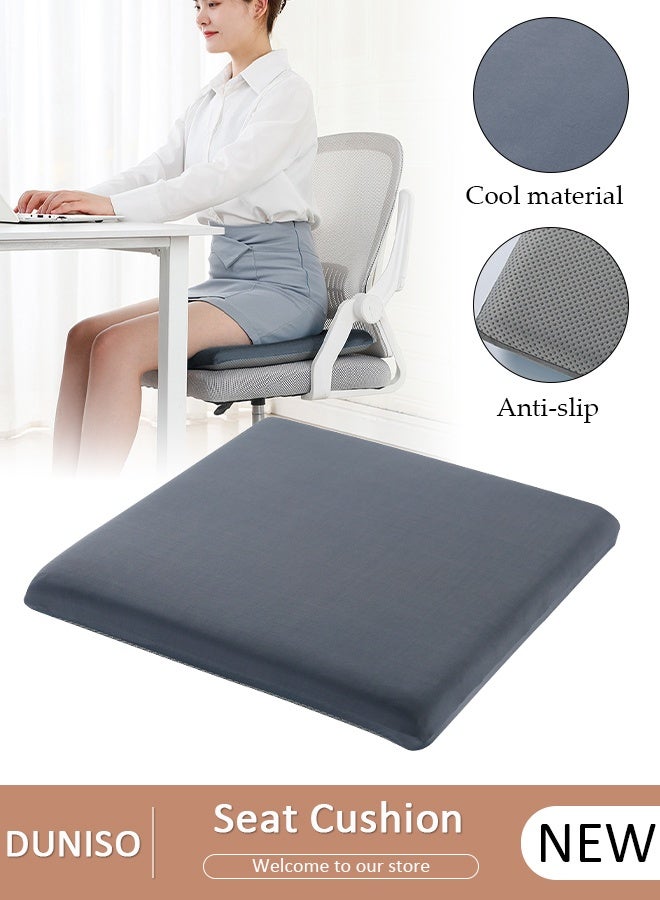 DUNISO Cooling Seat Cushion Memory Foam Non Slip Ice Silk Cushion Breathable Chair Cushion High Resiliency Seat Cushion for Sciatica and Lower Back Pain Relief, Comfortable Coccyx Cushion for Home Office - Image 1