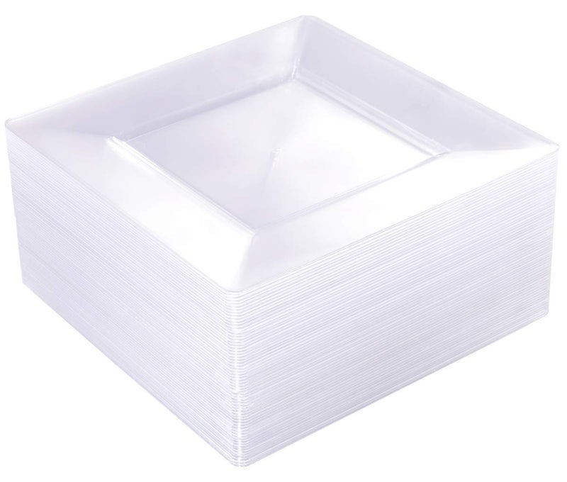 WDF 60PCS Clear Plastic Plates  Square Disposable DessertSalad Plates 7inch Plastic Appetizer Plate for Wedding Parties